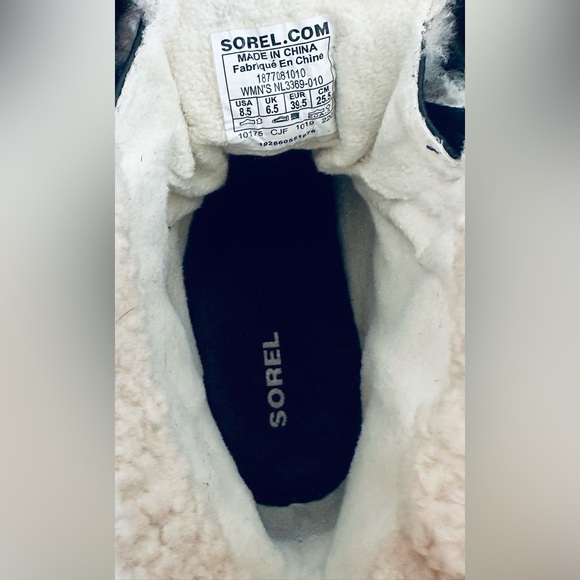 Sorel Black and Cream Joan of Arctic Wedge Shearling - Picture 7 of 7
